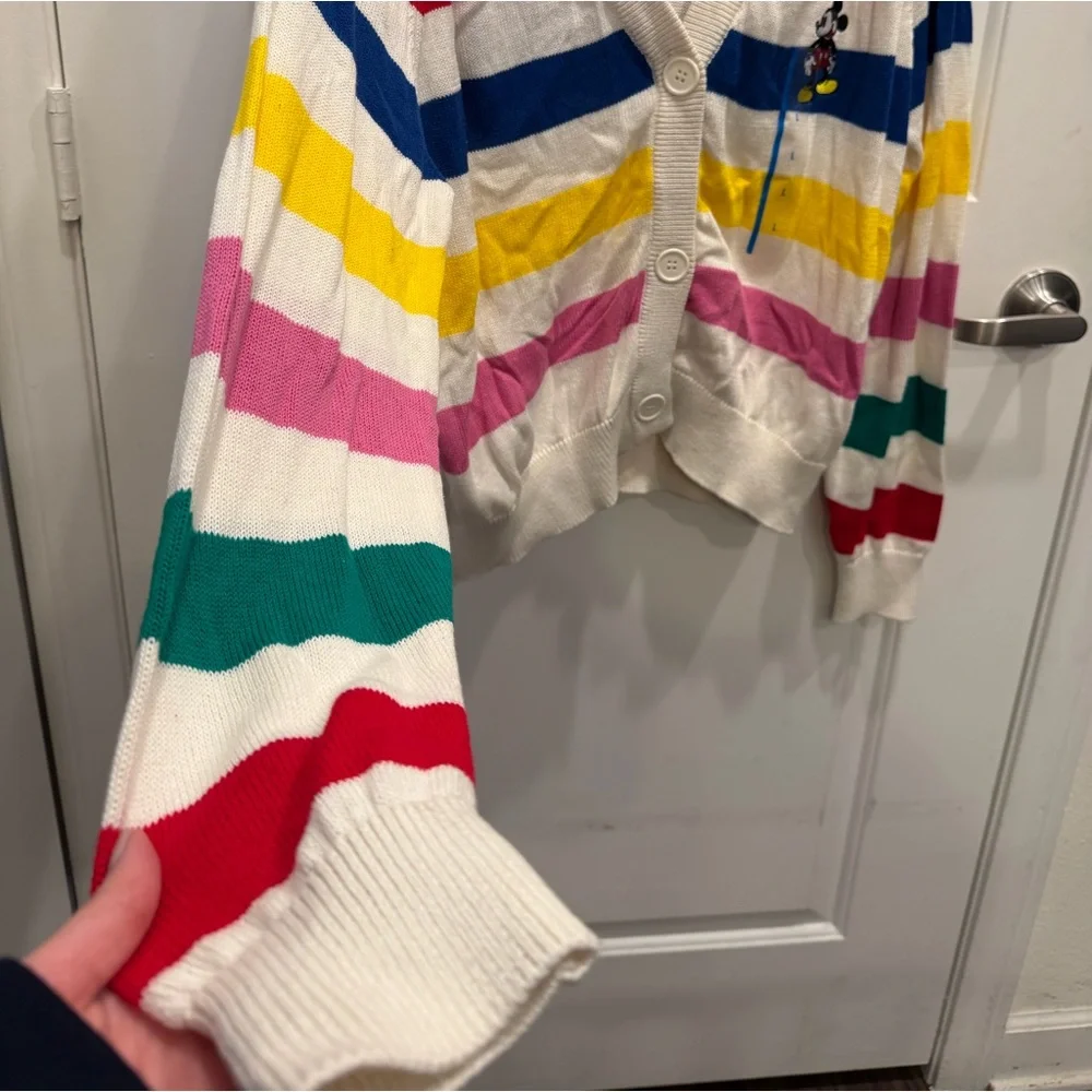 NWT Disney 100 Mickey Mouse Striped Women’s Cardigan - Picture 4 of 9